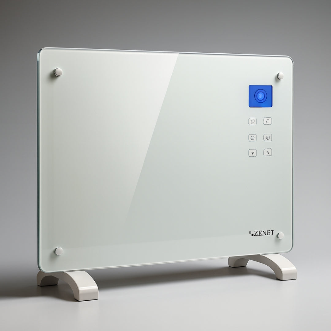 Sklenený konvektorový ohrievač Zenet ZET-526, biely, 1500W