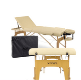 Drevený masážny stôl ZENET - rozkladací, nastaviteľný, profesionálny, s poťahom, ZET-1047/L-CREAM