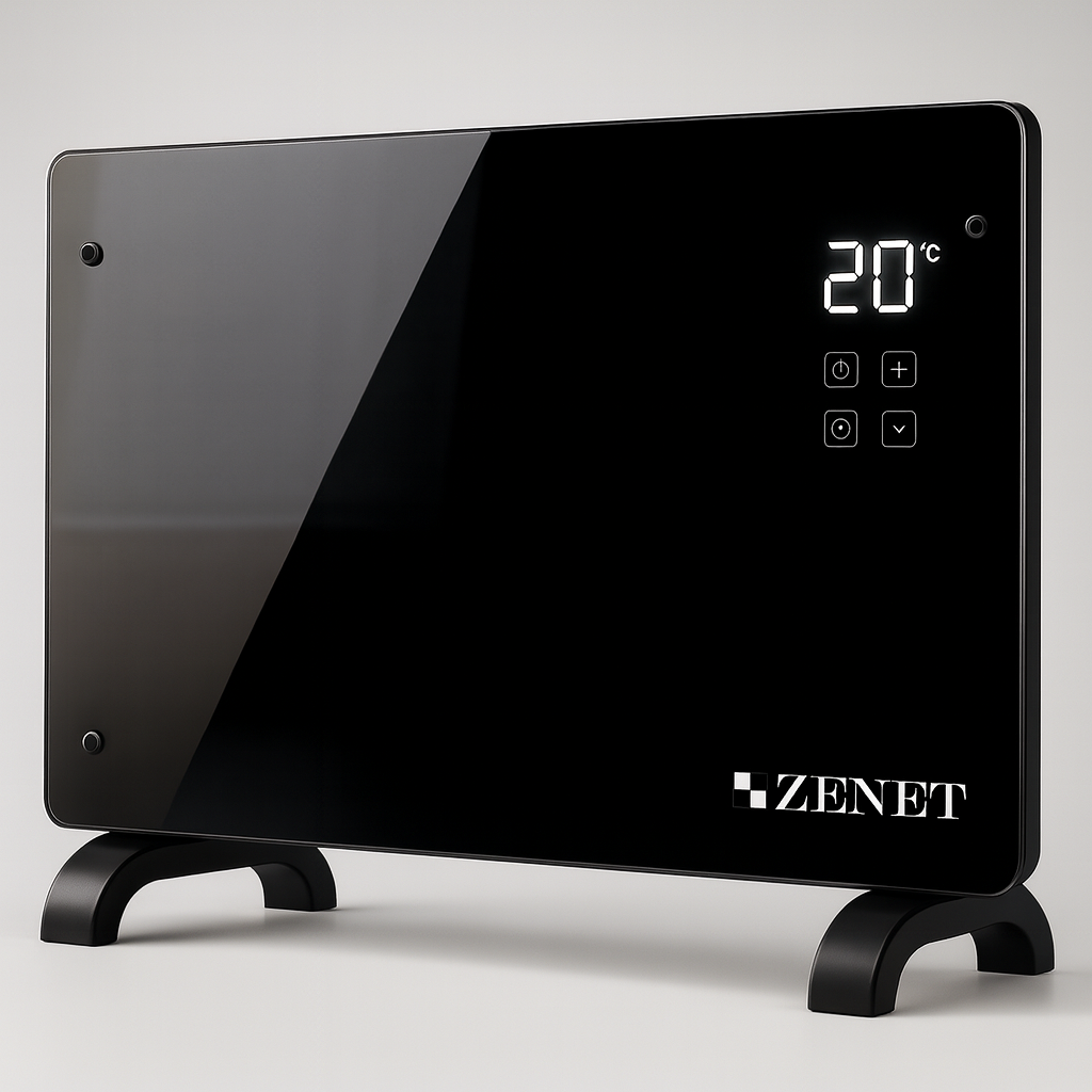 Dekoratívny sklenený konvektorový ohrievač Zenet 530, úsporný 2000 W