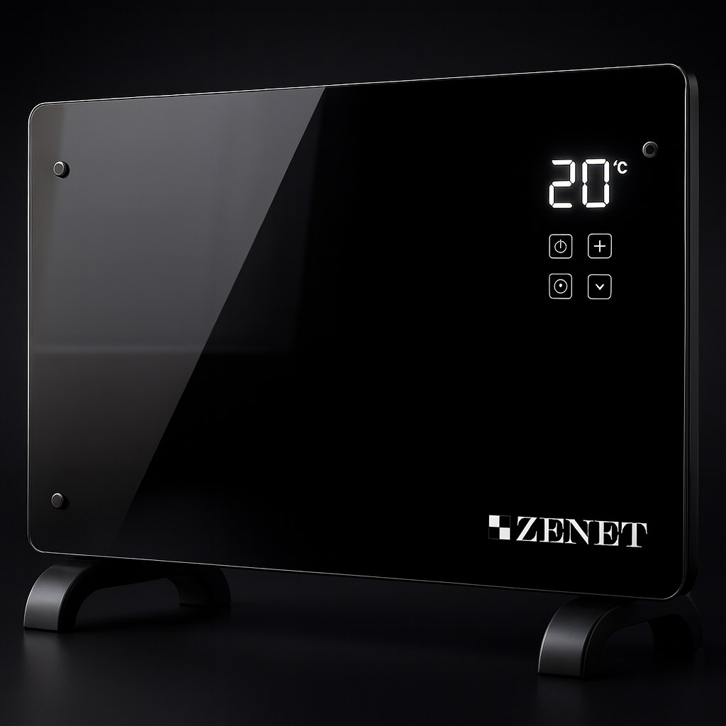 Dekoratívny sklenený konvektorový ohrievač Zenet 530, úsporný 2000 W