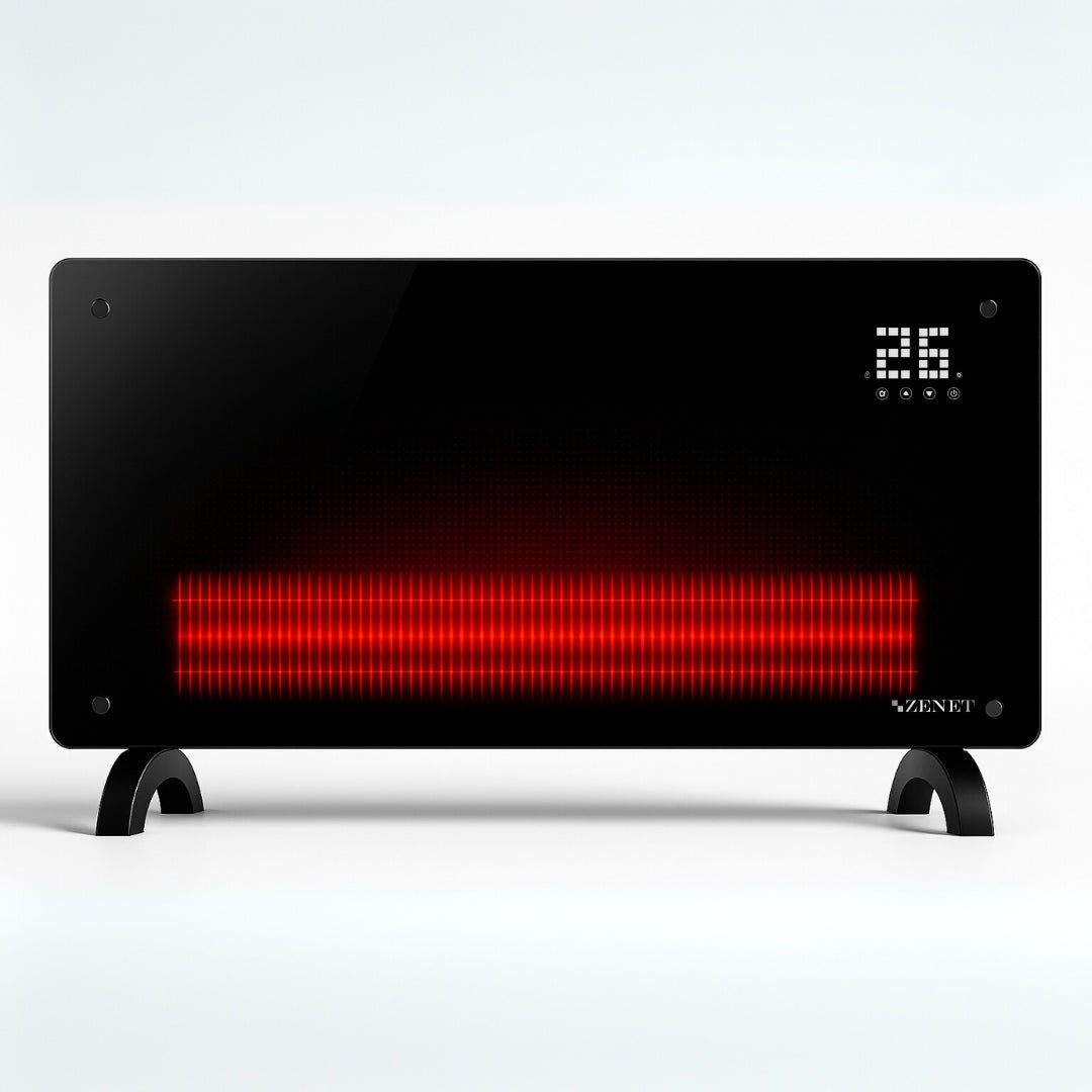Dekoratívny sklenený konvektorový ohrievač Zenet 530, úsporný 2000 W