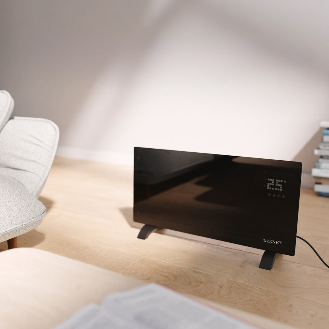 Dekoratívny sklenený konvektorový ohrievač Zenet 530, úsporný 2000 W