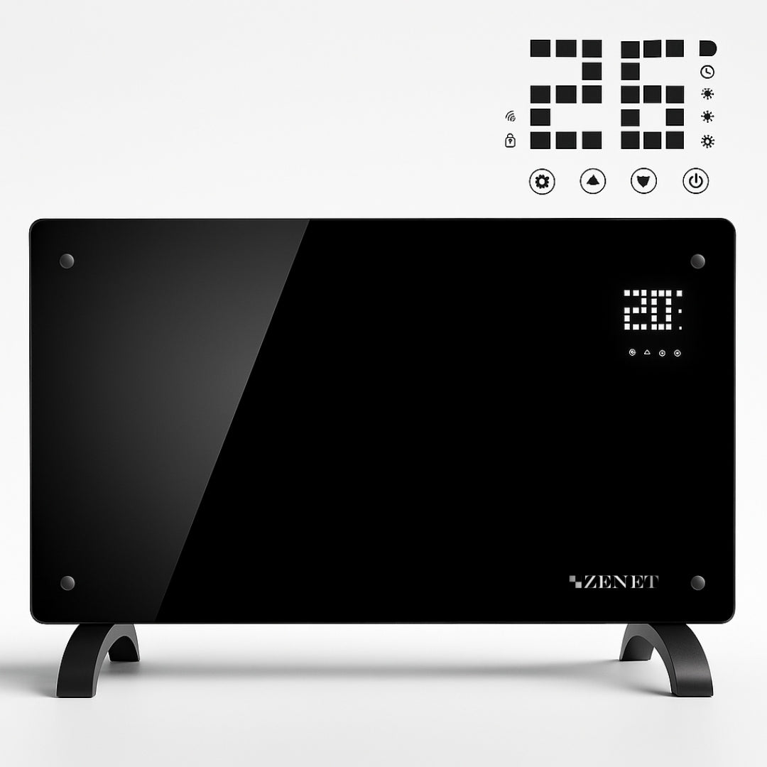 Dekoratívny sklenený konvektorový ohrievač Zenet 530, úsporný 2000 W
