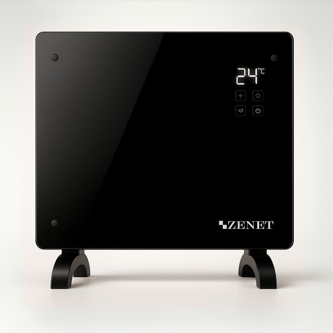 Dekoratívny sklenený konvektor Zenet ZET-523, čierny