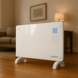 Sklenený konvektorový ohrievač Zenet ZET-526, biely, 1500W